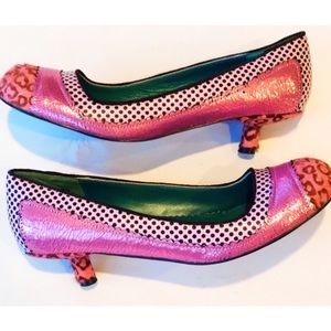 Irregular Choice Pink Polka Dot Leopard Shoes